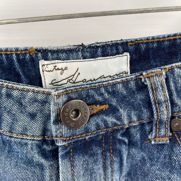 Vintage Havana distressed mini skirt button fly denim jean blue 4 26 S - Picture 6 of 11